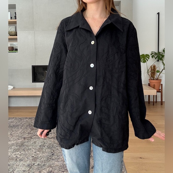 Linen Blend Textured Button-Up or Jacket m- L - Picture 4 of 17